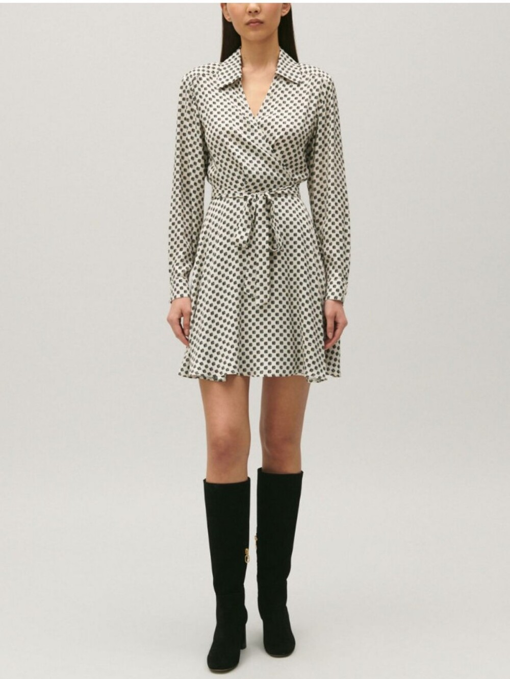 Claudie Pierlot Rixie CP Monogram Print Wrap Dress